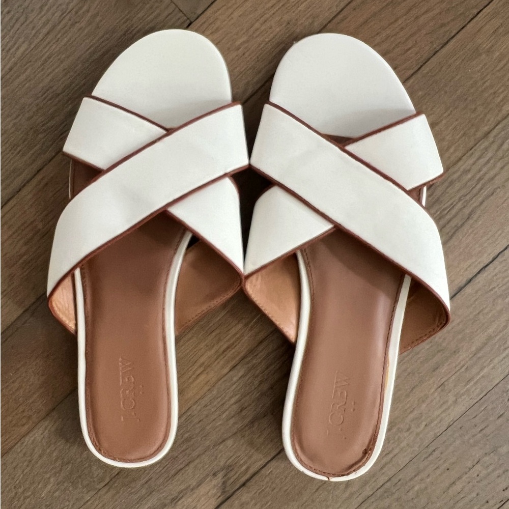 NWOT J. Crew White Cross Strap Sandals